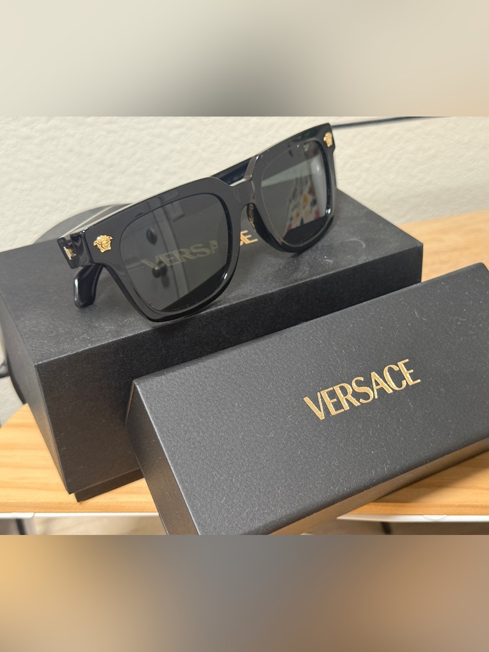 Versace Sunglasses with Gold Medusa Accents